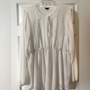 Torrid 2X Elegant White Lace Trim Blouse